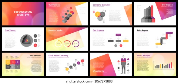 Business presentation templates. Vector infographic elements for company presentation slides, corporate annual report, marketing flyers, leaflets and brochures, banners and web design.