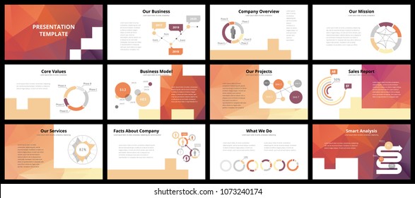 Business presentation templates. Vector infographic elements for company presentation slides, corporate annual report, marketing flyers, leaflets and brochures, banners and web design.