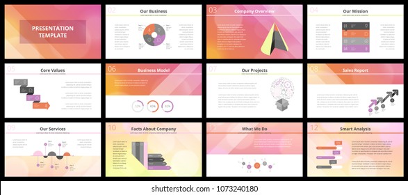 Business presentation templates. Vector infographic elements for company presentation slides, corporate annual report, marketing flyers, leaflets and brochures, banners and web design.