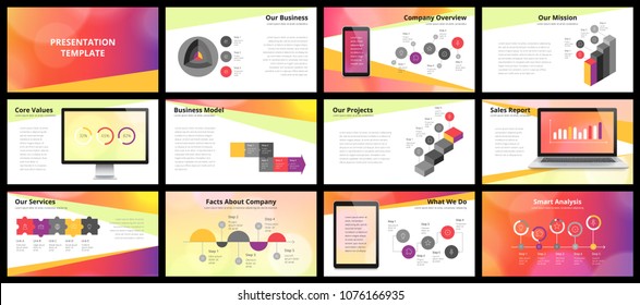 Business presentation templates. Vector infographic elements for company presentation slides, corporate annual report, marketing flyers, leaflets and brochures, banners and web design.