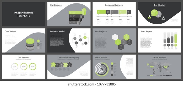 Business presentation templates. Vector infographic elements for company presentation slides, corporate annual report, marketing flyers, leaflets and brochures, banners and web design.