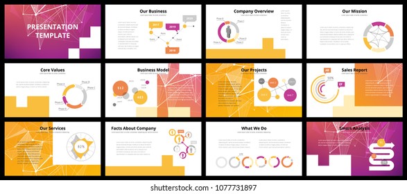 Business presentation templates. Vector infographic elements for company presentation slides, corporate annual report, marketing flyers, leaflets and brochures, banners and web design.