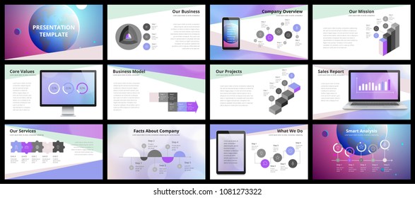 Business presentation templates. Vector infographic elements for company presentation slides, corporate annual report, marketing flyers, leaflets and brochures, banners and web design.