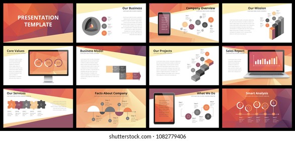 Business presentation templates. Vector infographic elements for company presentation slides, corporate annual report, marketing flyers, leaflets and brochures, banners and web design.