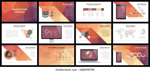 Business presentation templates. Vector infographic elements for company presentation slides, corporate annual report, marketing flyers, leaflets and brochures, banners and web design.