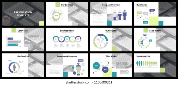 Business presentation templates. Vector infographic elements for company presentation slides, corporate annual report, marketing flyers, leaflets and brochures, banners and web design.