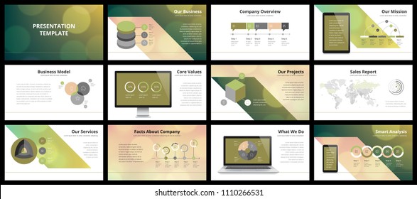 Business presentation templates. Vector infographic elements for company presentation slides, corporate annual report, marketing flyers, leaflets and brochures, banners and web design.