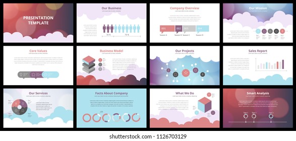 Business presentation templates. Vector infographic elements for company presentation slides, corporate annual report, marketing flyers, leaflets and brochures, banners and web design.