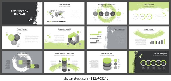 Business presentation templates. Vector infographic elements for company presentation slides, corporate annual report, marketing flyers, leaflets and brochures, banners and web design.