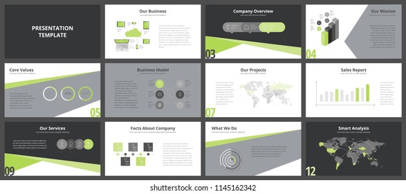 Business presentation templates. Vector infographic elements for company presentation slides, corporate annual report, marketing flyers, leaflets and brochures, banners and web design.