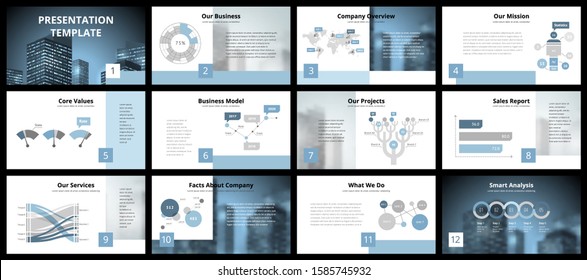 Business presentation templates. Vector infographic elements for company presentation slides, corporate annual report, marketing flyers, leaflets and brochures, banners and web design.