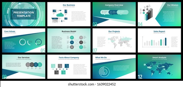 Business presentation templates. Vector infographic elements for company presentation slides, corporate annual report, marketing flyers, leaflets and brochures, banners and web design.