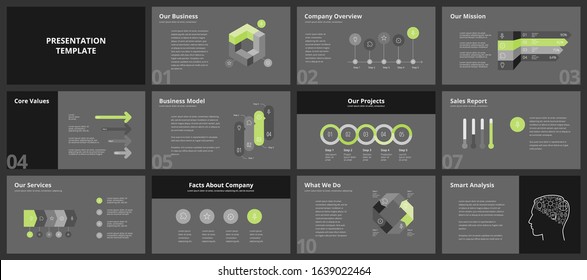 Business presentation templates. Vector infographic elements for company presentation slides, corporate annual report, marketing flyers, leaflets and brochures, banners and web design.