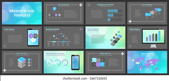 Business presentation templates. Vector infographic elements for company presentation slides, corporate annual report, marketing flyers, leaflets and brochures, banners and web design.