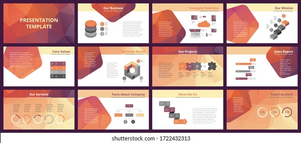 Plantillas de presentación empresarial. Elementos de infografía vectorial para diapositivas de presentación de la empresa, informe anual de la empresa, volantes de marketing, folletos y folletos, banners y diseño web.