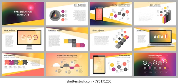 Business presentation templates. Vector infographic elements for company presentation slides, corporate annual report, marketing flyers, leaflets and brochures, banners and web design.