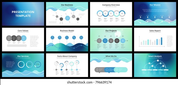 Business presentation templates. Vector infographic elements for company presentation slides, corporate annual report, marketing flyers, leaflets and brochures, banners and web design.