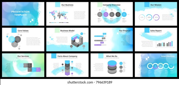 Business presentation templates. Vector infographic elements for company presentation slides, corporate annual report, marketing flyers, leaflets and brochures, banners and web design.