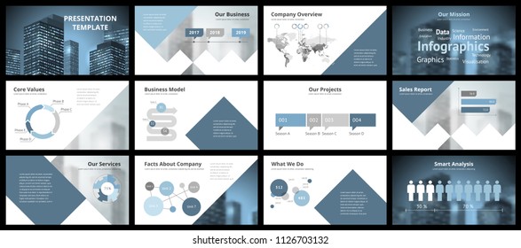 Business presentation templates. Vector infographics elements for company presentation slides, corporate annual report, marketing flyers, leaflets and brochures, banners and web design.