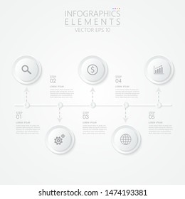 Business Presentation. Timeline infographic element template with 5 options, steps or processes. Vector illustration EPS10.