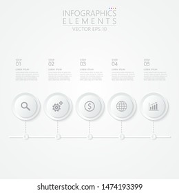 Business Presentation. Timeline infographic element template with 5 options, steps or processes. Vector illustration EPS10.
