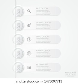 Business Presentation. Timeline infographic element template with 5 options, steps or processes. Vector illustration EPS10.