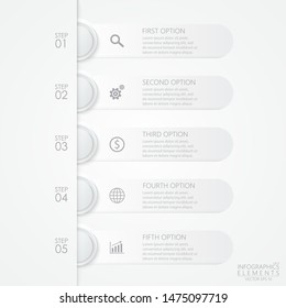 Business Presentation. Timeline infographic element template with 5 options, steps or processes. Vector illustration EPS10.