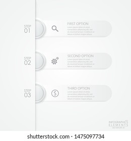 Business Presentation. Timeline infographic element template with 3 options, steps or processes. Vector illustration EPS10.
