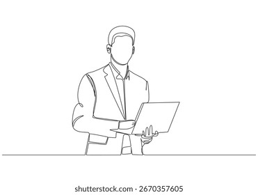 Business presentation trainer talking microphone concept One Continuous Line Drawing