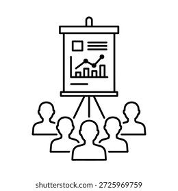 Business Presentation Training Seminar Zielgruppe Linie Symbol Vektor