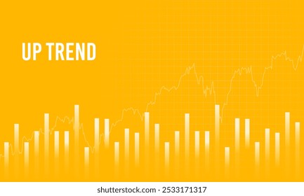 Business presentation trend with charts and graphs on yellow background template. Vector illustration.