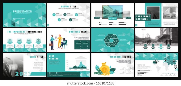 Business presentation turquoise, design template infographic elements on white background. Teamwork of people in the city, businessman.  