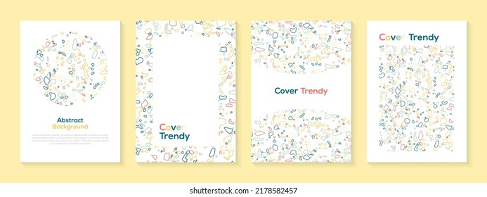 Business presentation vector A4 vertical orientation front page mock up set. Corporate report cover abstract geometric illustration design layout bundle