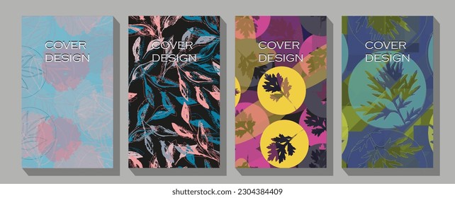  Business presentation vector A4 vertical orientation front page mock up set. Abstract vector template in hi-tech style.