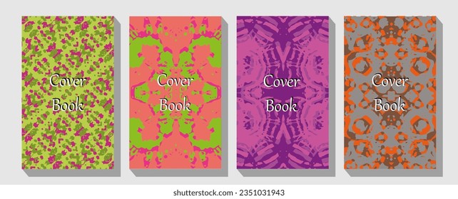  Business presentation vector A4 vertical orientation front page mock up set.  Abstract geometry frame and Art deco pattern background. 