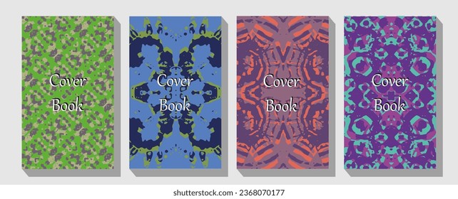  Business presentation vector A4 vertical orientation front page mock up set.  Subtle worn edge aged look for album art