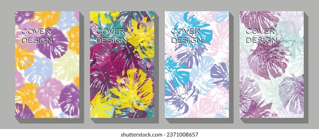  Business presentation vector A4 vertical orientation front page mock up set. Abstract vector template in hi-tech style.