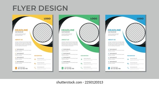 Plantilla de volante vectorial de presentación de negocios, diseño de portada moderna, informe anual, folleto, afiche, volante en A4 con formas geométricas de color, color de gradiente con fondo de luz de simulación