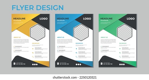 Business presentation vector flyer template, modern cover layout, annual report, brochure, poster, flyer in A4 with colorful geometric shapes, gradient color with mockup light background