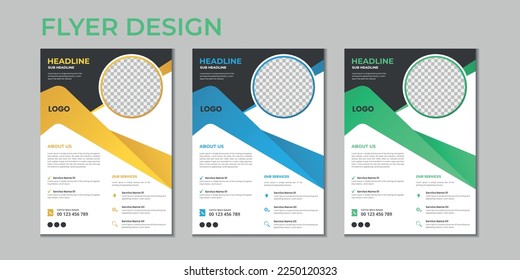 Business presentation vector flyer template, modern cover layout, annual report, brochure, poster, flyer in A4 with colorful geometric shapes, gradient color with mockup light background