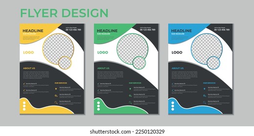 Business presentation vector flyer template, modern cover layout, annual report, brochure, poster, flyer in A4 with colorful geometric shapes, gradient color with mockup light background