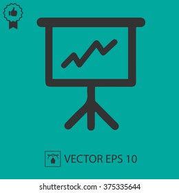 Business presentation vector icon. Board and chart. Vector illustration EPS 10.