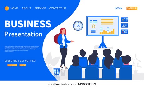 Business Presentation vector landing page illustration