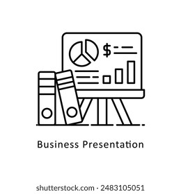 Ilustración de estilo de ícono de esquema de Vector de presentación de negocios. Símbolo sobre fondo blanco EPS 10 Archivo