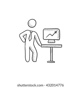 Business presentation vector sketch icon isolated on background. Hand drawn Business presentation icon. Business presentation sketch icon for infographic, website or app.