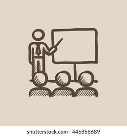 Business presentation vector sketch icon isolated on background. Hand drawn Business presentation icon. Business presentation sketch icon for infographic, website or app.