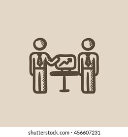 Business presentation vector sketch icon isolated on background. Hand drawn Business presentation icon. Business presentation sketch icon for infographic, website or app.