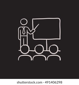 Icono de esbozo vectorial de presentación empresarial aislado en segundo plano. Icono de presentación de Business dibujado a mano. Icono de esbozo de presentación de negocios para infografía, sitio web o aplicación.