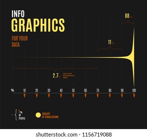 Business presentation vector slide design with coordinate system and color graph. Editable template for financial reports, scientific presentation or statistic analysis.