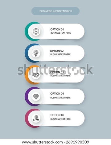 Business Presentation vertical infographic template with 5 options
